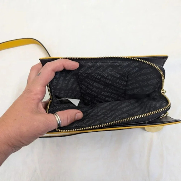 Steve Madden Mustard yellow wallet purse crossbody, zip and snap closure, S5 - Picture 8 of 9